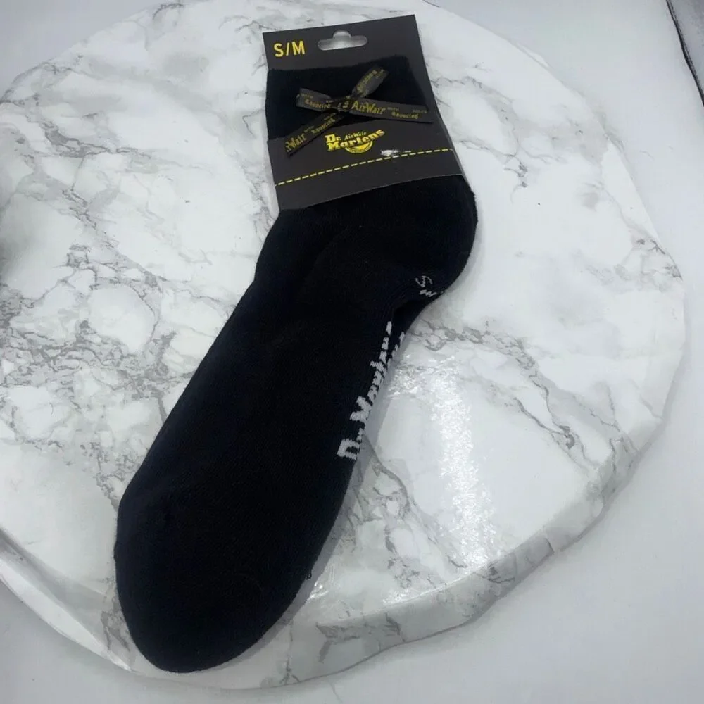 DR.MARTENS Airwear Black Organic Cotton Blend Bow Socks-S/M NEW!